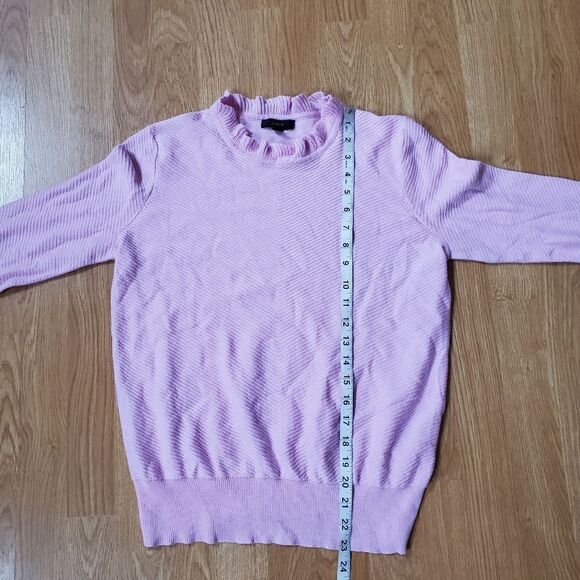J. CREW | Ruffle Neck Pullover Sweater - [Small, Soft Peony Pink] - Picture 11 of 15